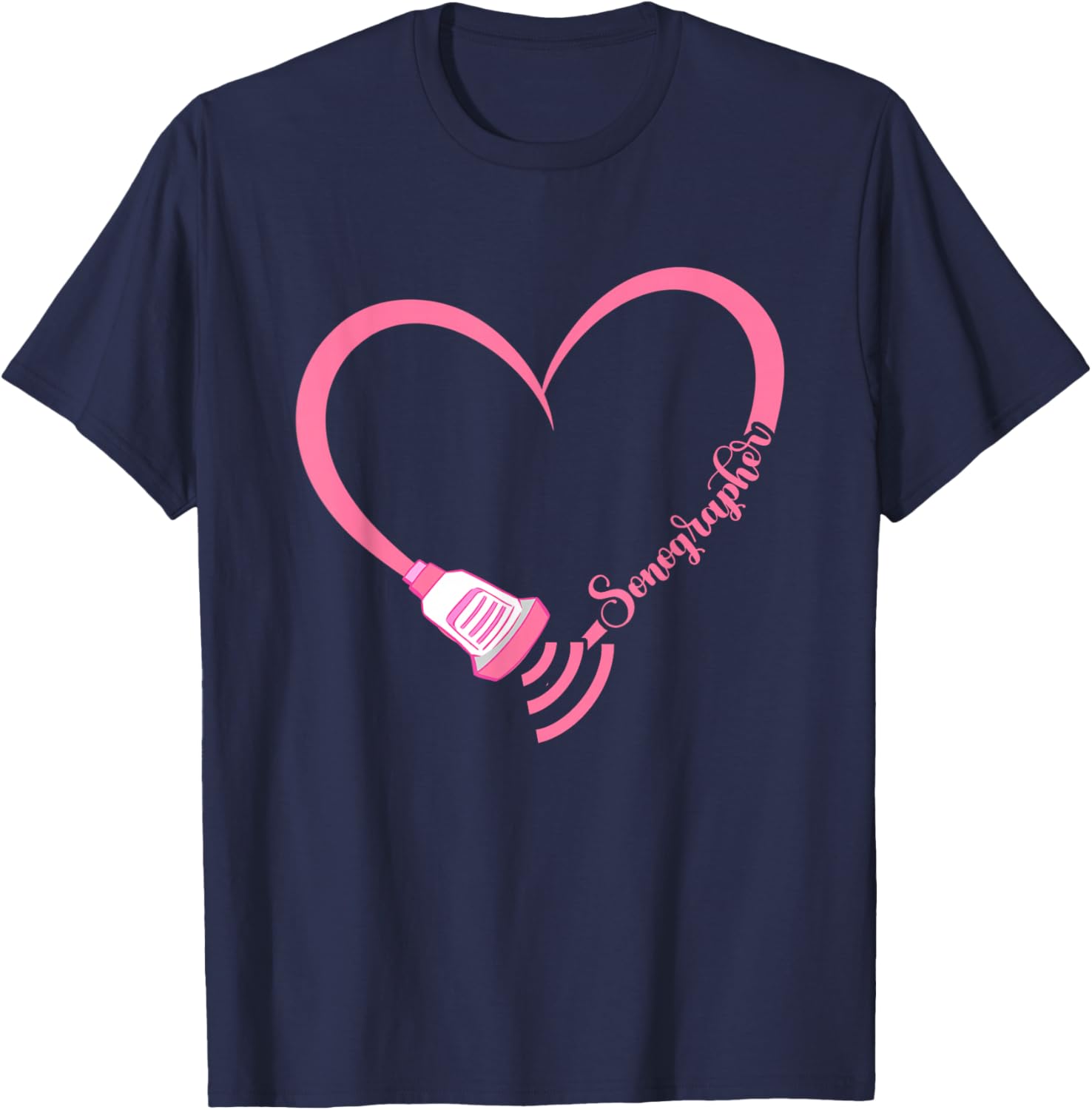 Ultrasound Tech Sonographer Ultrasound Technologist Heart T-Shirt - T-Shirt | Navy