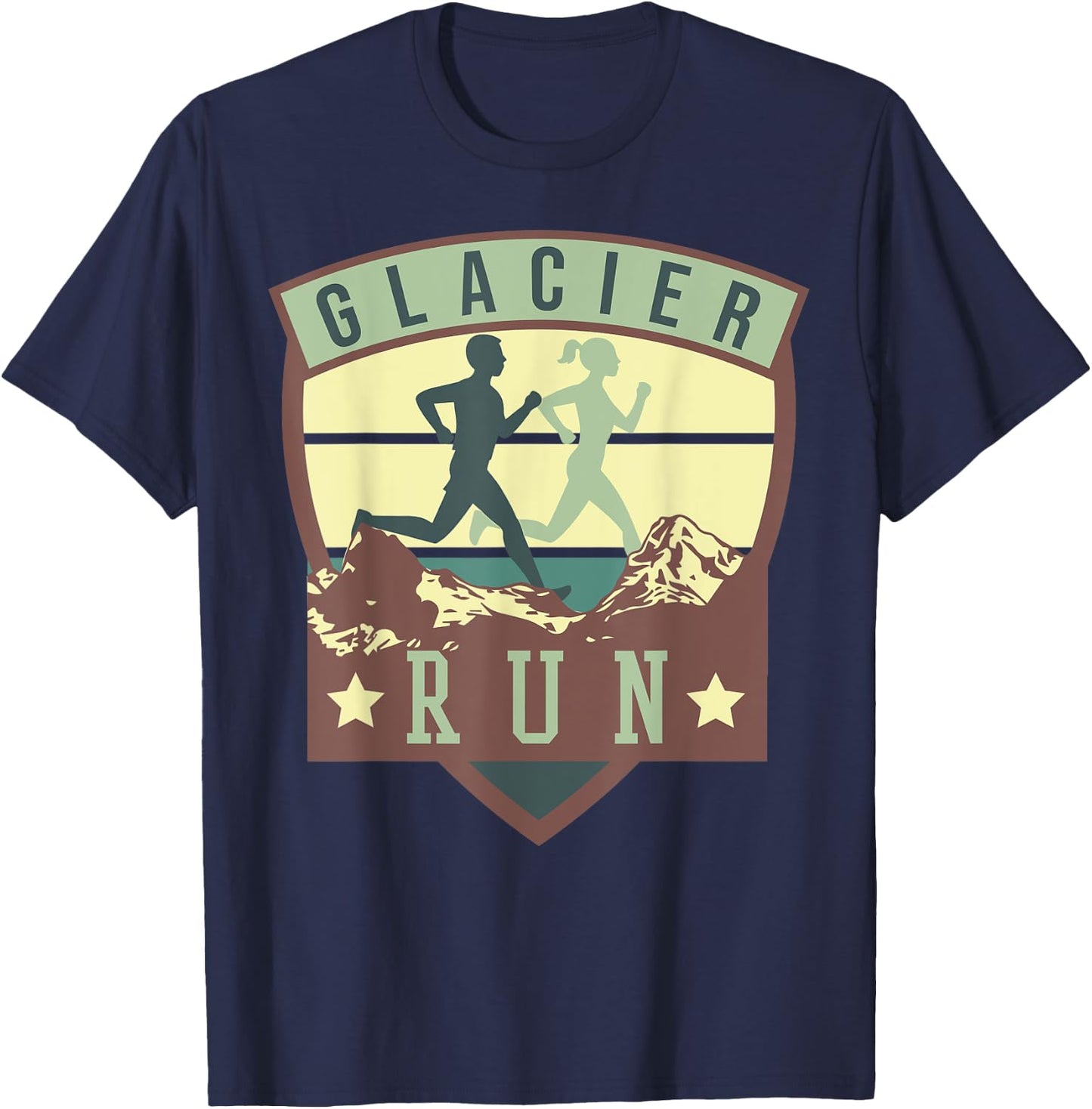 Glacier Run - Unique Runner National Park Running Gift T-Shirt - T-Shirt | Navy