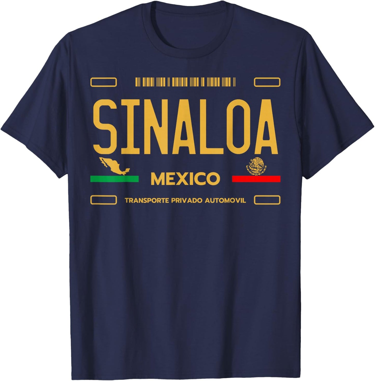 Sinaloa Mexico License Plate Aesthetic Sinaloa T-Shirt - T-Shirt | Navy