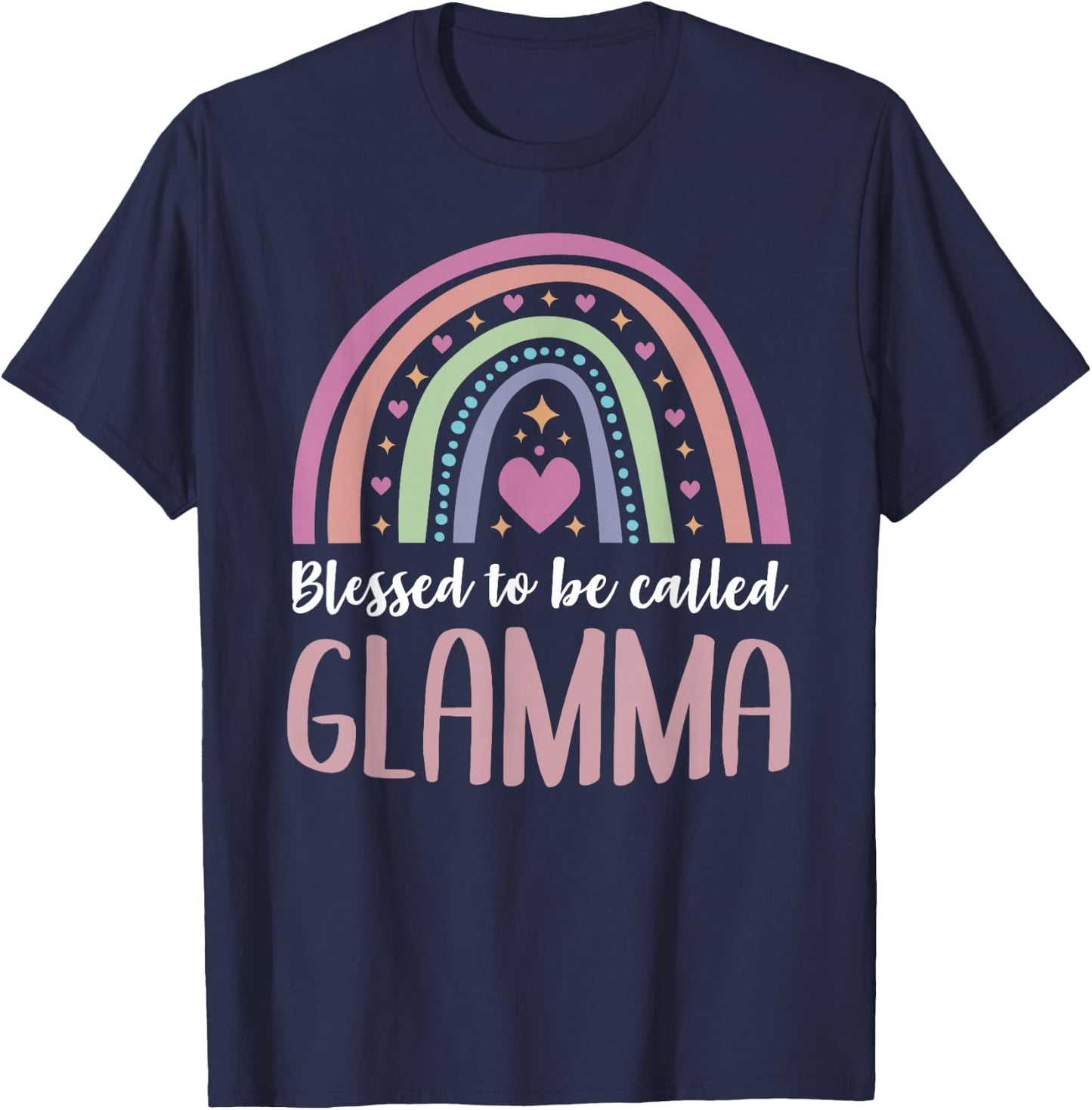 Glamma Shirt Grandma Women Mothers Day Blessed Glamma T-Shirt - T-Shirt | Navy