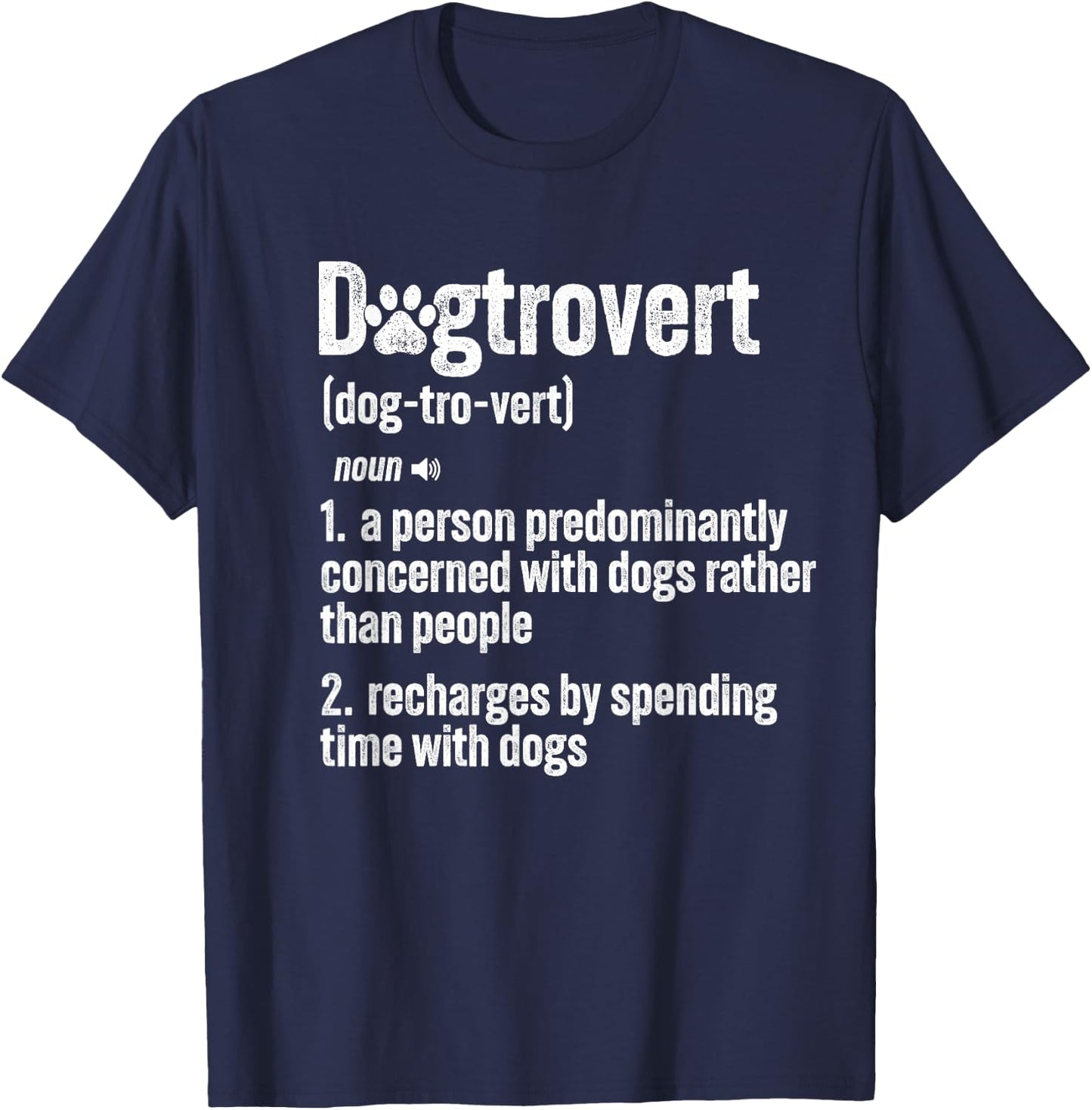 Retro Dogtrovert Dog Paw Funny For Dog Owners And Dog Lover Women Kids T-Shirt - T-Shirt | Navy