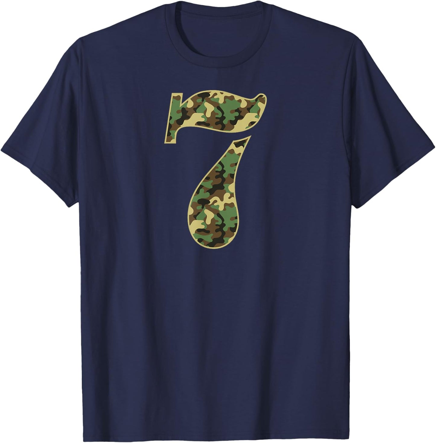 7th Birthday Soldier 7 Year Old Military Themed Camo T-Shirt - T-Shirt | Navy