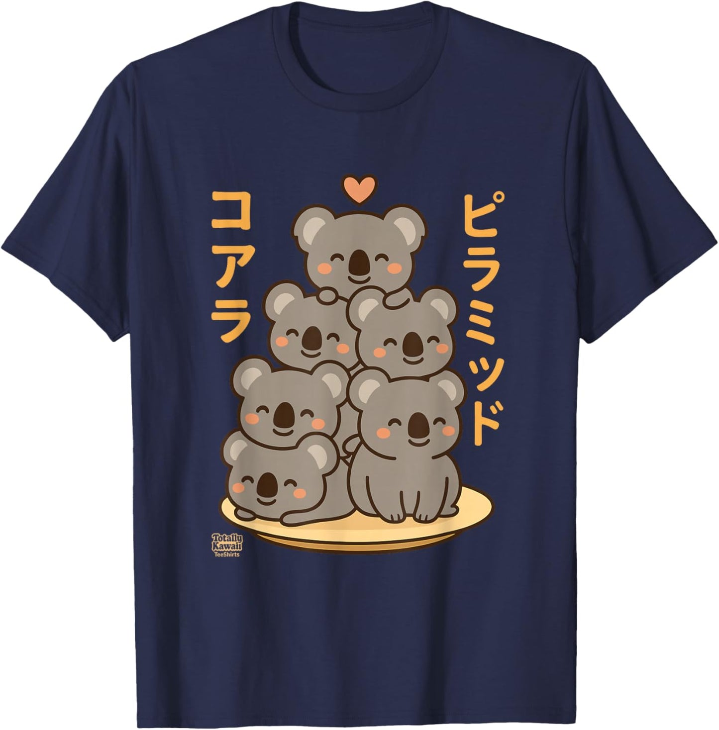 Kawaii Koala Pyramid Anime Japanese Letters Cute T-Shirt - T-Shirt | Navy