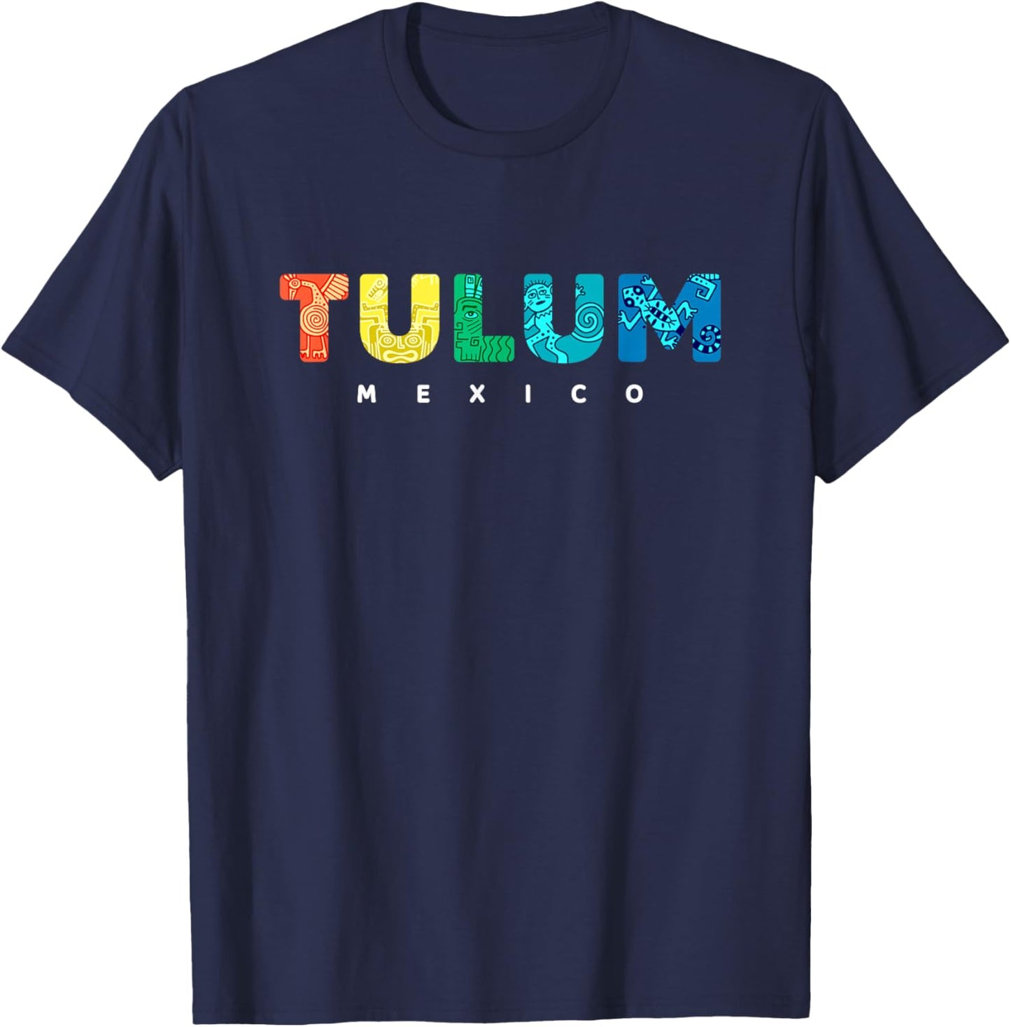 Tulum Mexico Colorful Mayan Tribal Souvenir Boys Girls T-Shirt - T-Shirt | Navy
