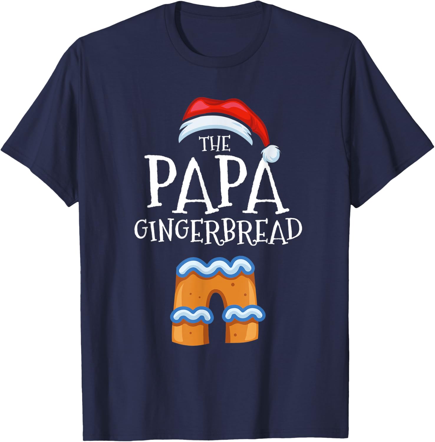Papa Gingerbread Family Matching Group Christmas Gift Pajama T-Shirt - T-Shirt | Navy