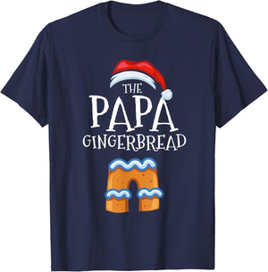 Papa Gingerbread Family Matching Group Christmas Gift Pajama T-Shirt - T-Shirt | Navy