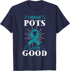 POTS Awareness Dysautonomia Cardiologists Turquoise Ribbon T-Shirt - T-Shirt | Navy