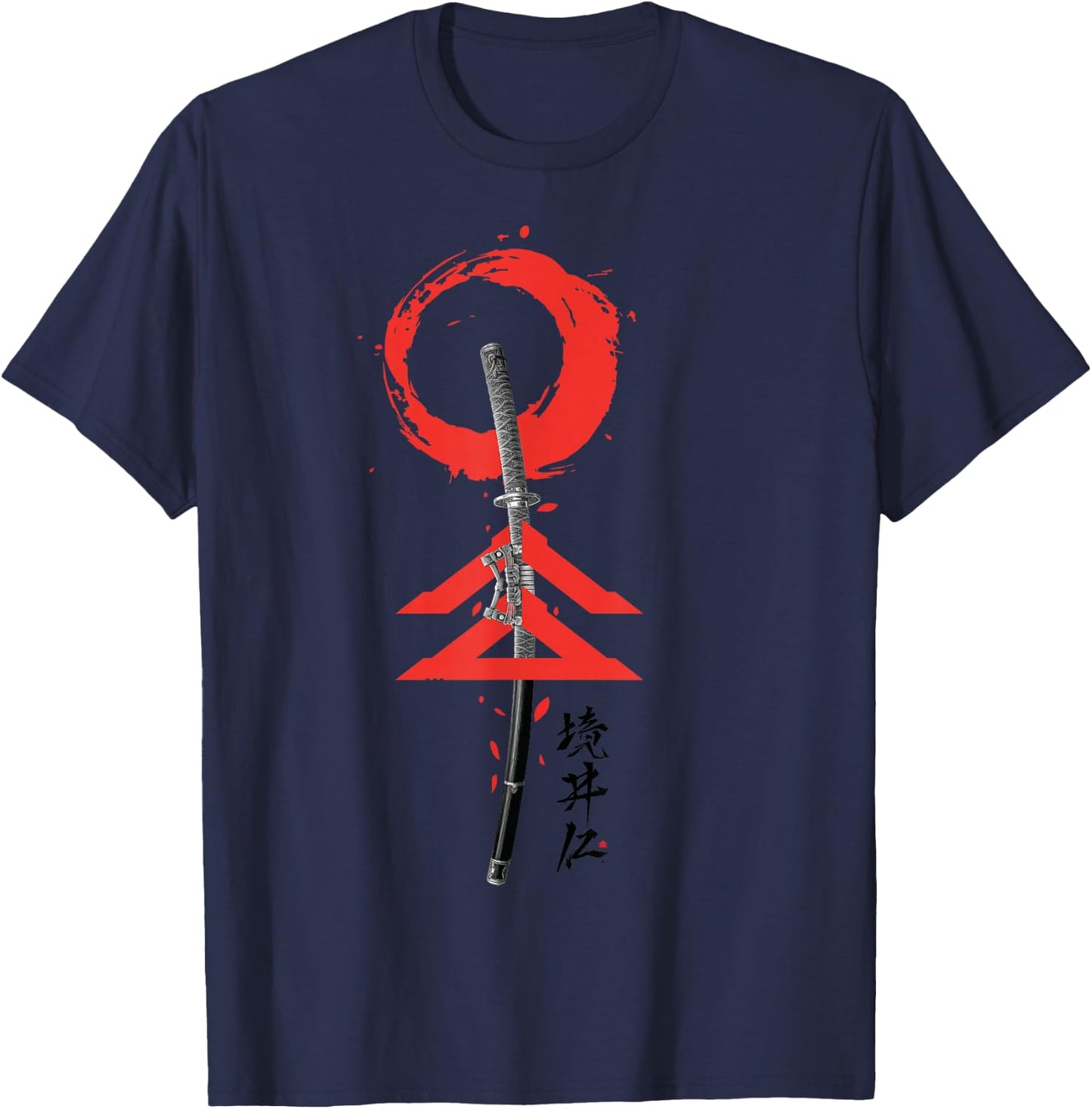 The Japanese Spirits Samurai Warrior Sword T-Shirt - T-Shirt | Navy