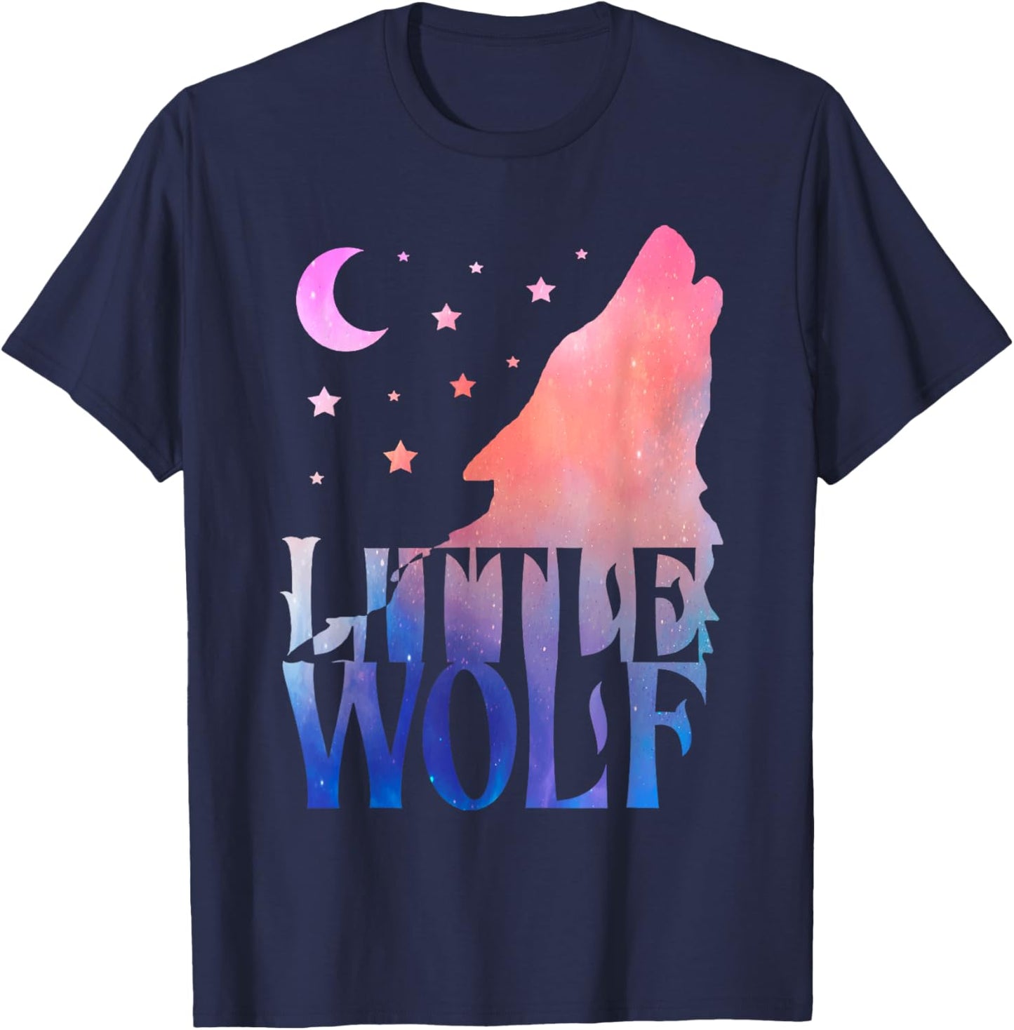 Little Wolf Gift Matching Family Tribe Wolves Moon T-Shirt - T-Shirt | Navy