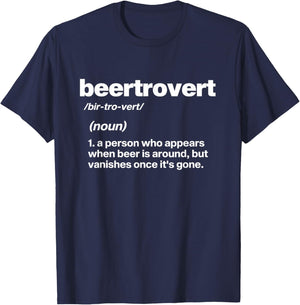 Beertrovert, Funny Beer Drinking T-Shirt - T-Shirt | Navy