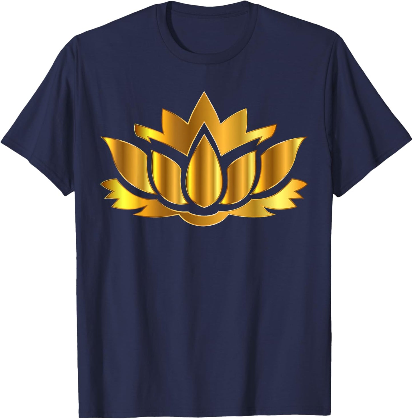Gold Lotus Flower Yoga Meditation Mindfulness Design T-Shirt - T-Shirt | Navy
