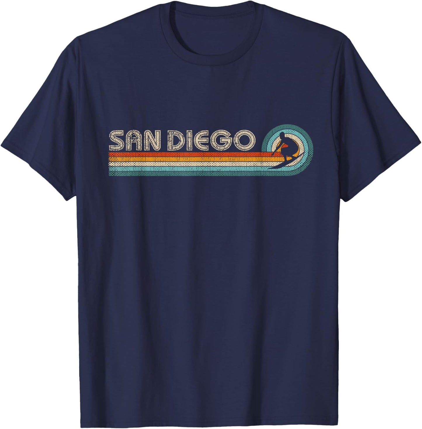 Retro San Diego California USA Surf T-Shirt - T-Shirt | Navy