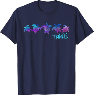 Tahiti Beach Design / Tribal Turtle Gift T-Shirt - T-Shirt | Navy