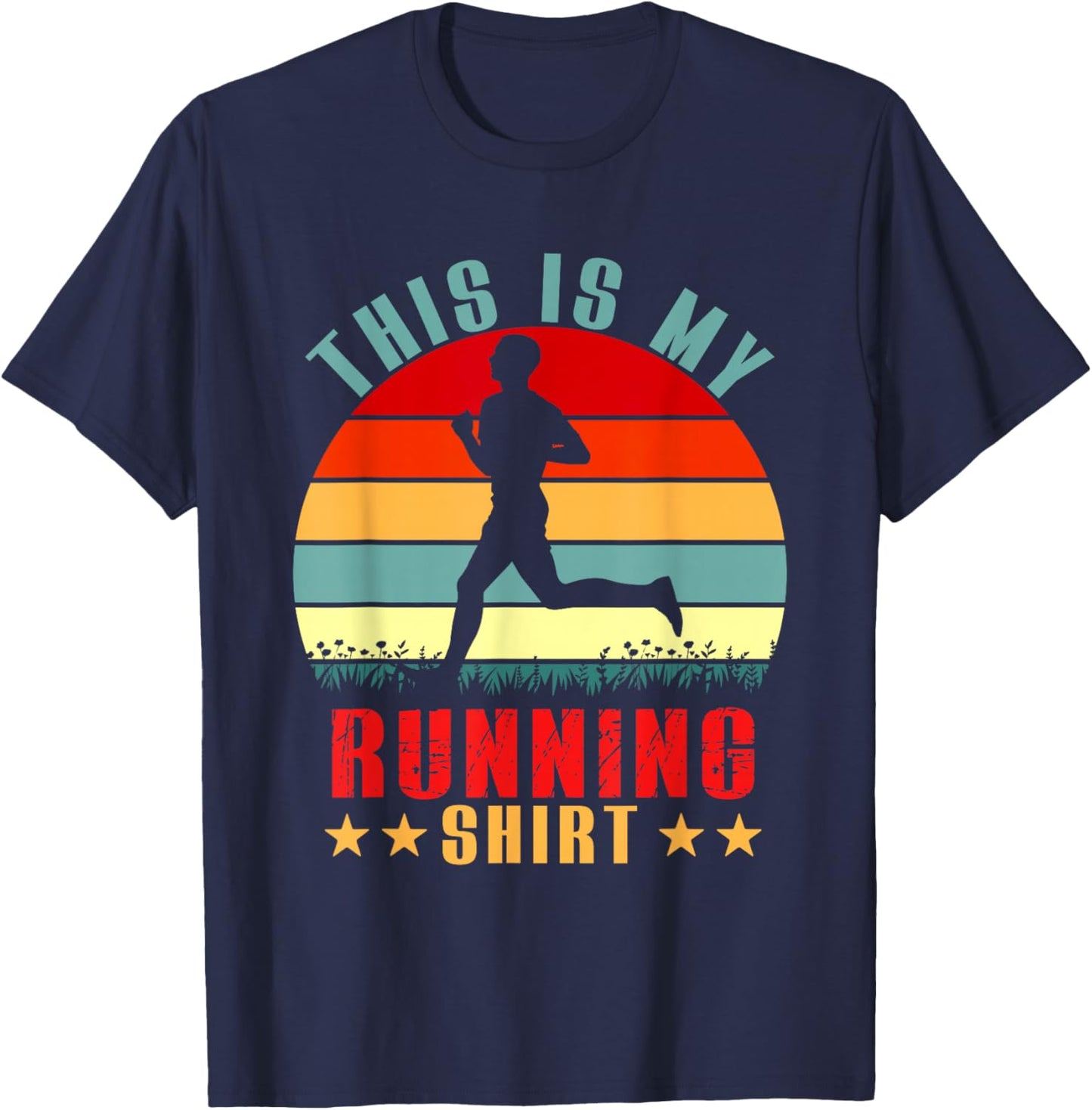 Vintage Retro This Is My Running Shirt Funny Runner Lover T-Shirt - T-Shirt | Navy