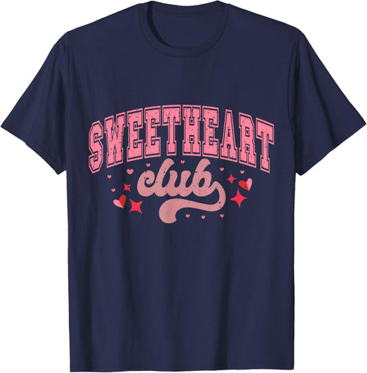 Sweetheart Club Retro Valentine's Day Aesthetic T-Shirt - T-Shirt | Navy