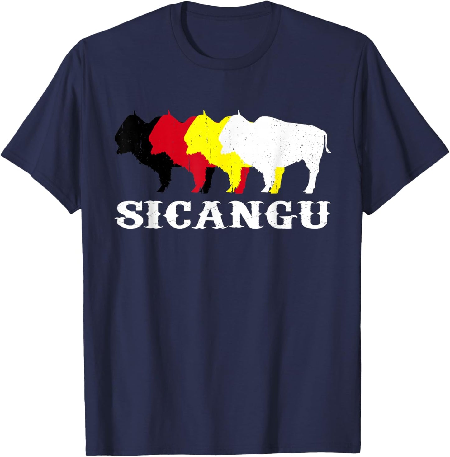 Sicangu Teton Lakota Native American Medicine Wheel T-Shirt - T-Shirt | Navy