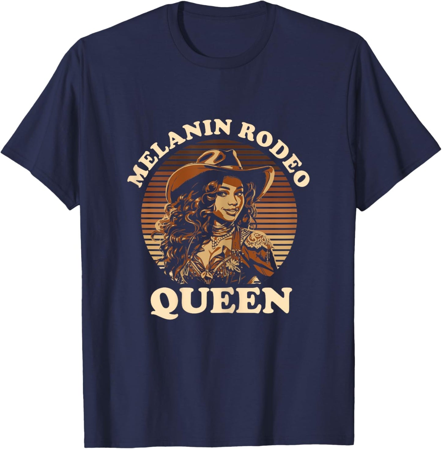 Melanin Rodeo Queen Bronc Riding African American T-Shirt - T-Shirt | Navy