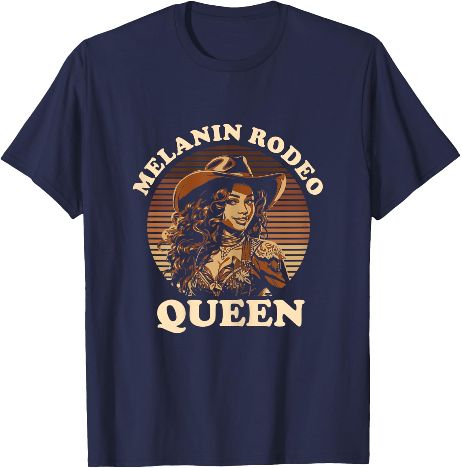 Melanin Rodeo Queen Bronc Riding African American T-Shirt - T-Shirt | Navy