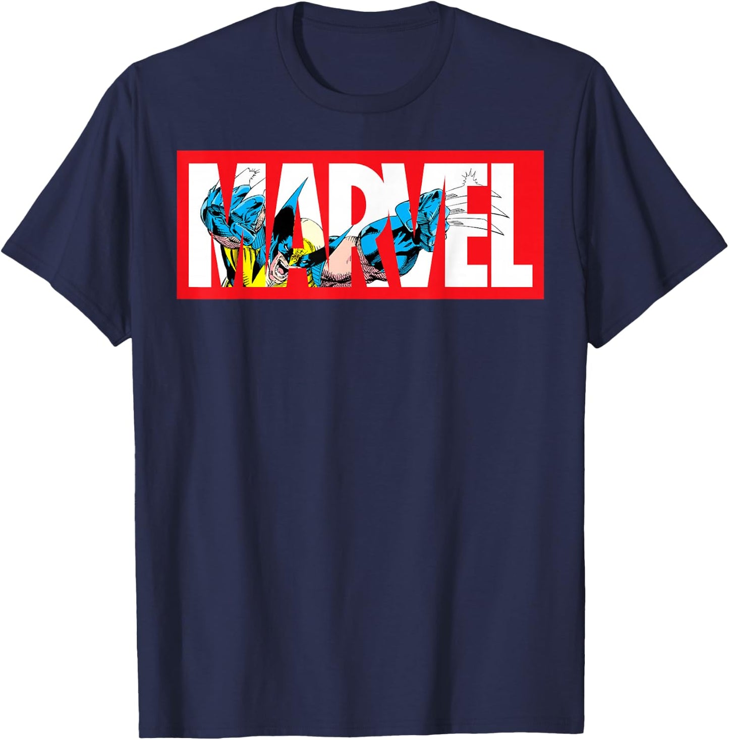 Marvel X-Men Wolverine Logo Fill T-Shirt - T-Shirt | Navy