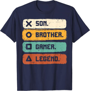 Son Brother Video Gamer Legend Gaming Men Boys Kids Teens T-Shirt - T-Shirt | Navy