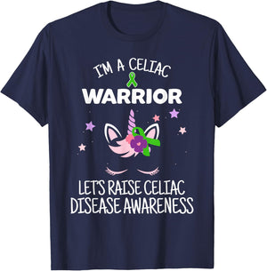 Unicorn Celiac Warrior, Celiac Disease Awareness T-Shirt - T-Shirt | Navy