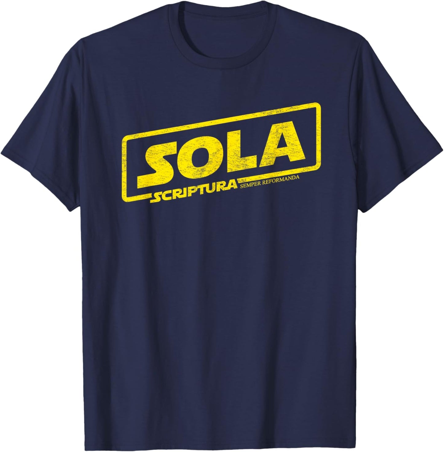 Reformation Sola Scriptura Theology Distressed Graphic T-Shirt - T-Shirt | Navy