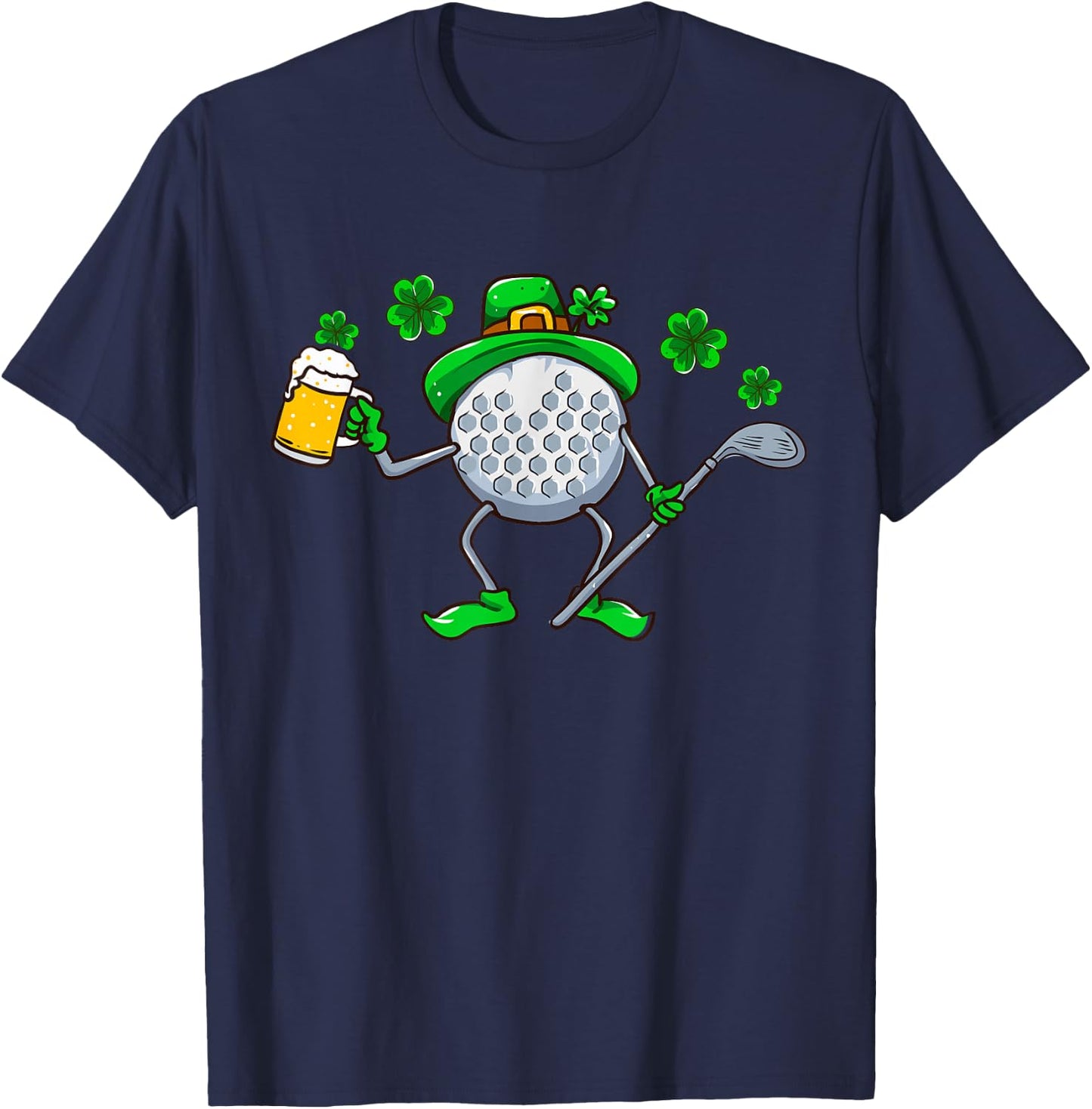St Patricks Day Golf Golfing Irish Golfer Beer Humor Men Dad T-Shirt - T-Shirt | Navy