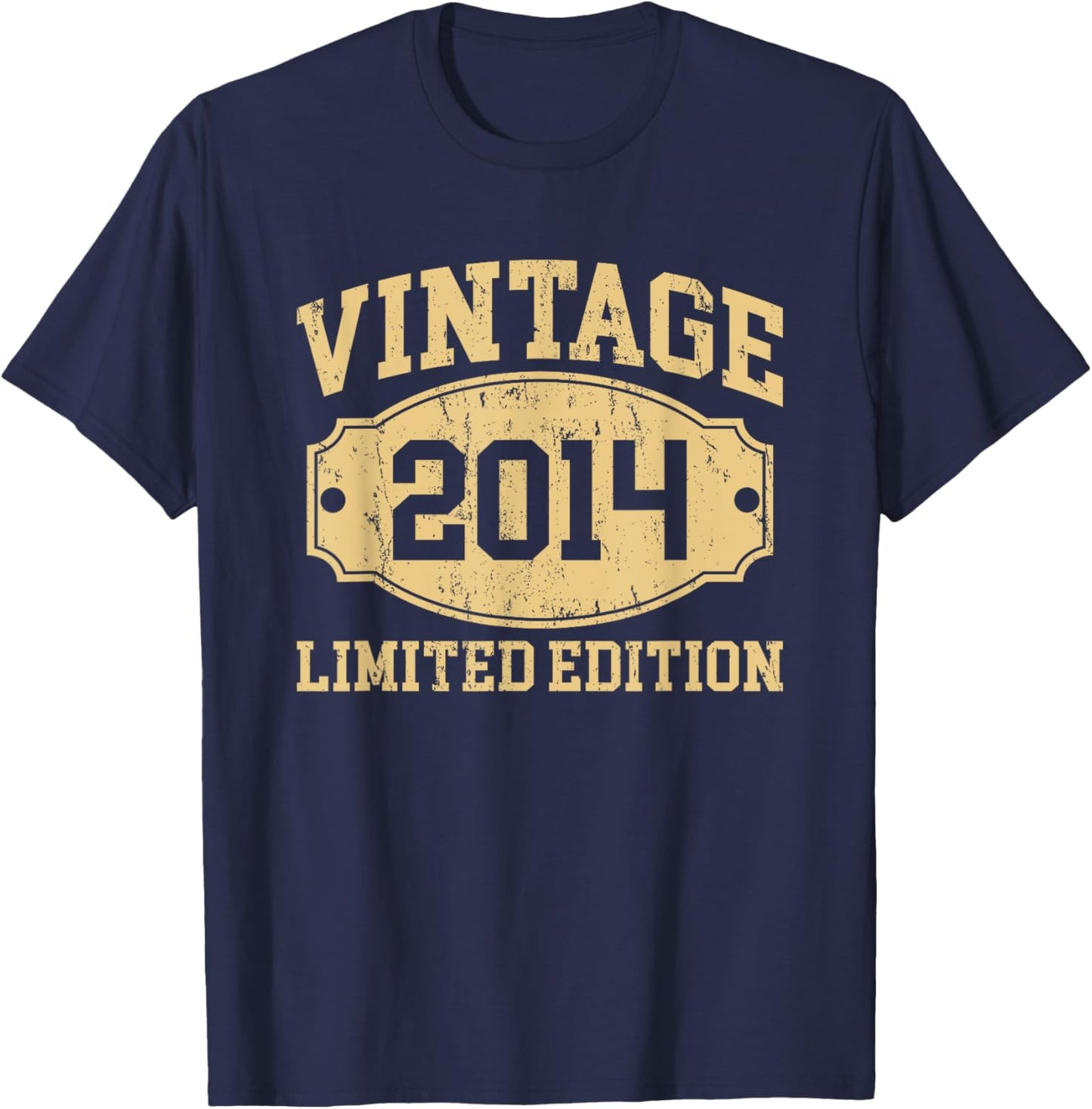 Vintage 2014 Men Women Born In 2014 Birthday Idea Vintage T-Shirt - T-Shirt | Navy