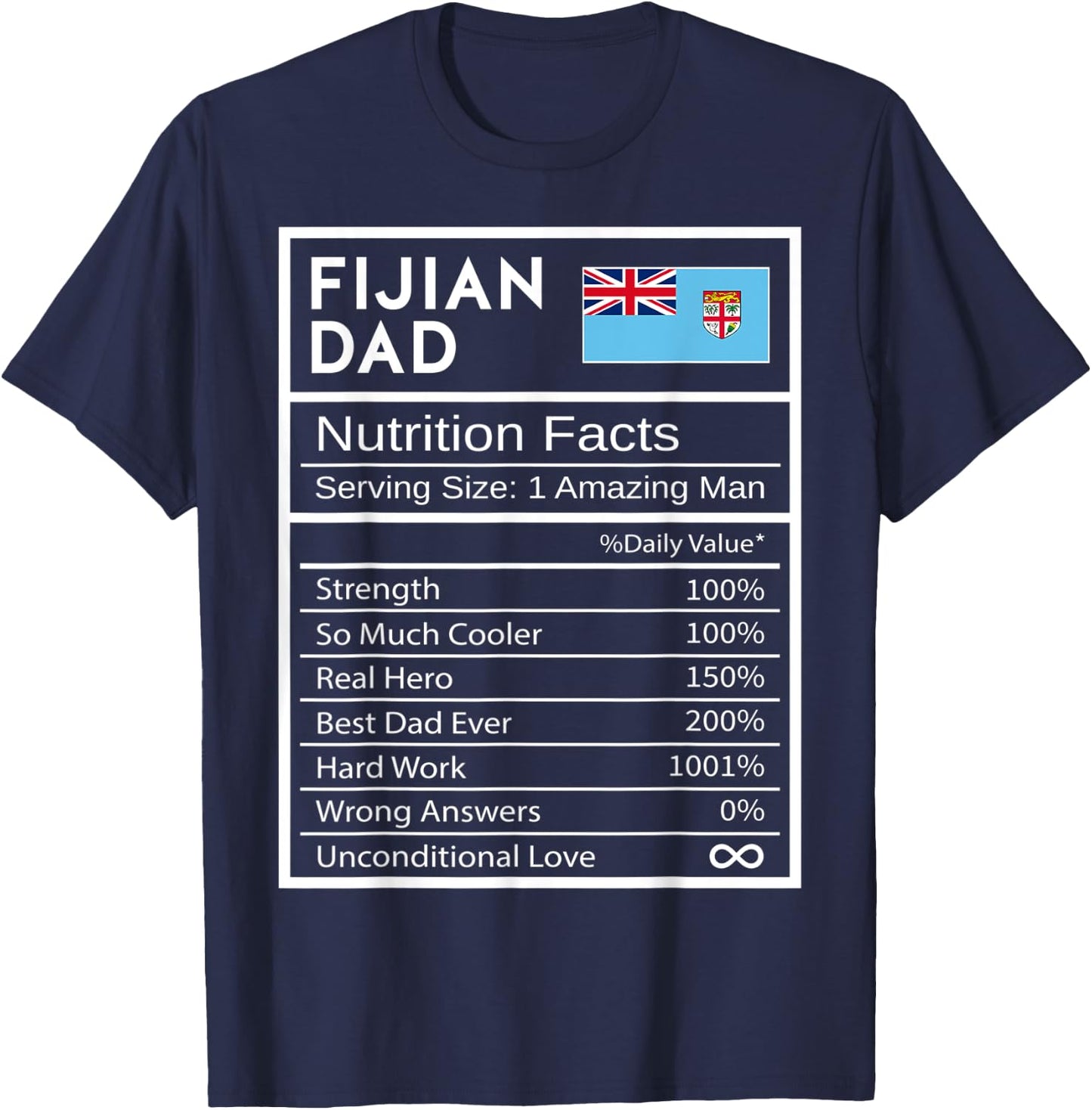 Fijian Dad Nutrition Facts National Pride Gift Dad T-Shirt - T-Shirt | Navy