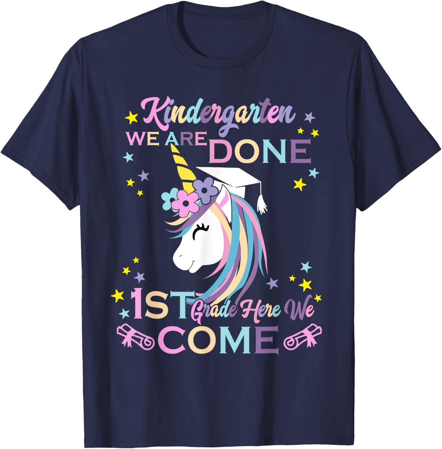 Kindergarten Graduation Magical Unicorn T-Shirt - T-Shirt | Navy