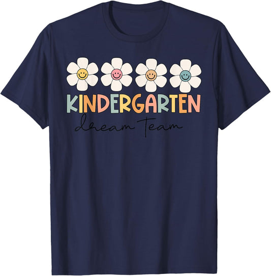 Kindergarten Dream Team Retro Back To School Teacher Student Women Girls Kids T-Shirt - T-Shirt | Navy