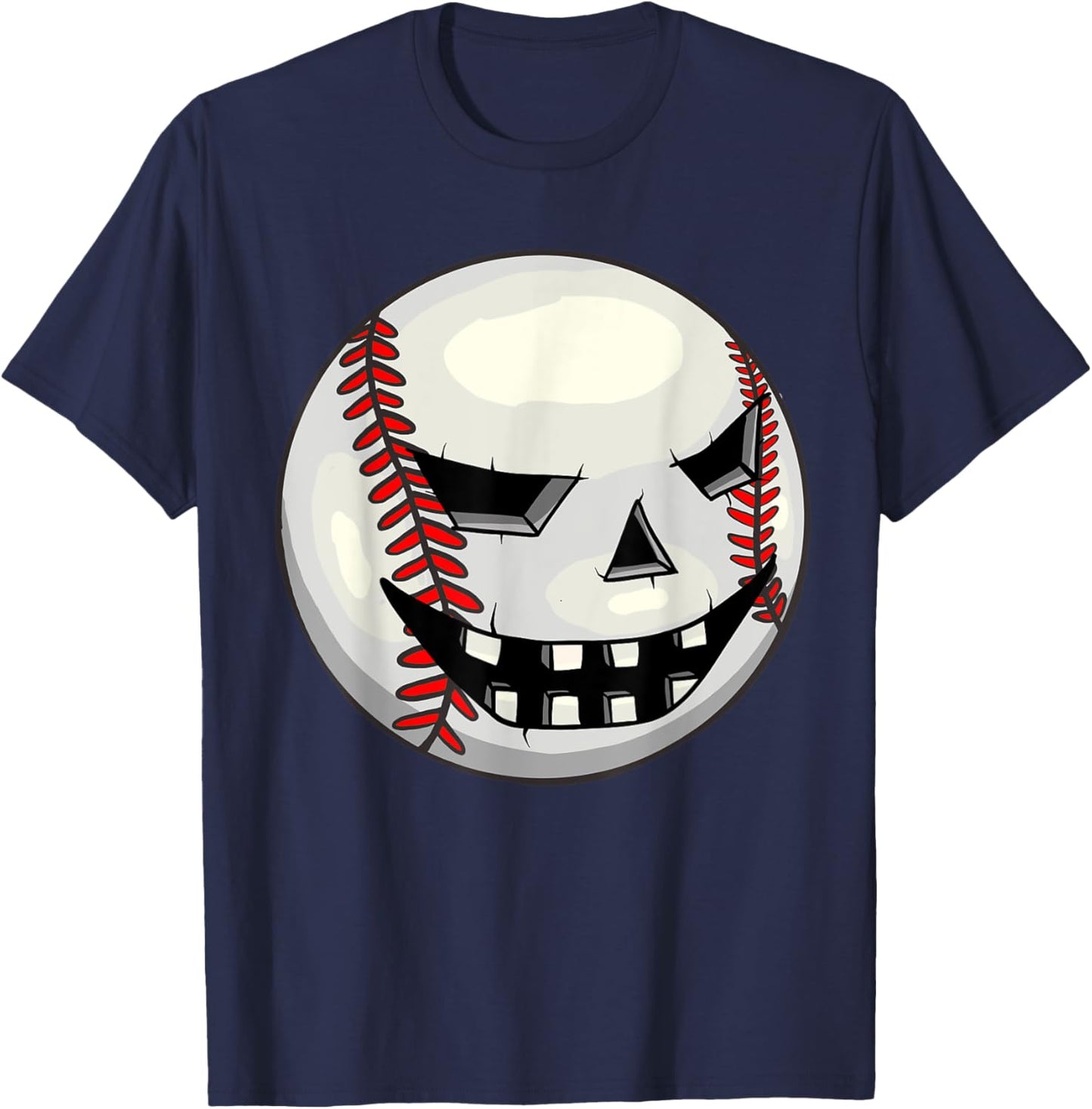 Boys Halloween Jack O Lantern Baseball Player Coach Pitcher T-Shirt - T-Shirt | Navy