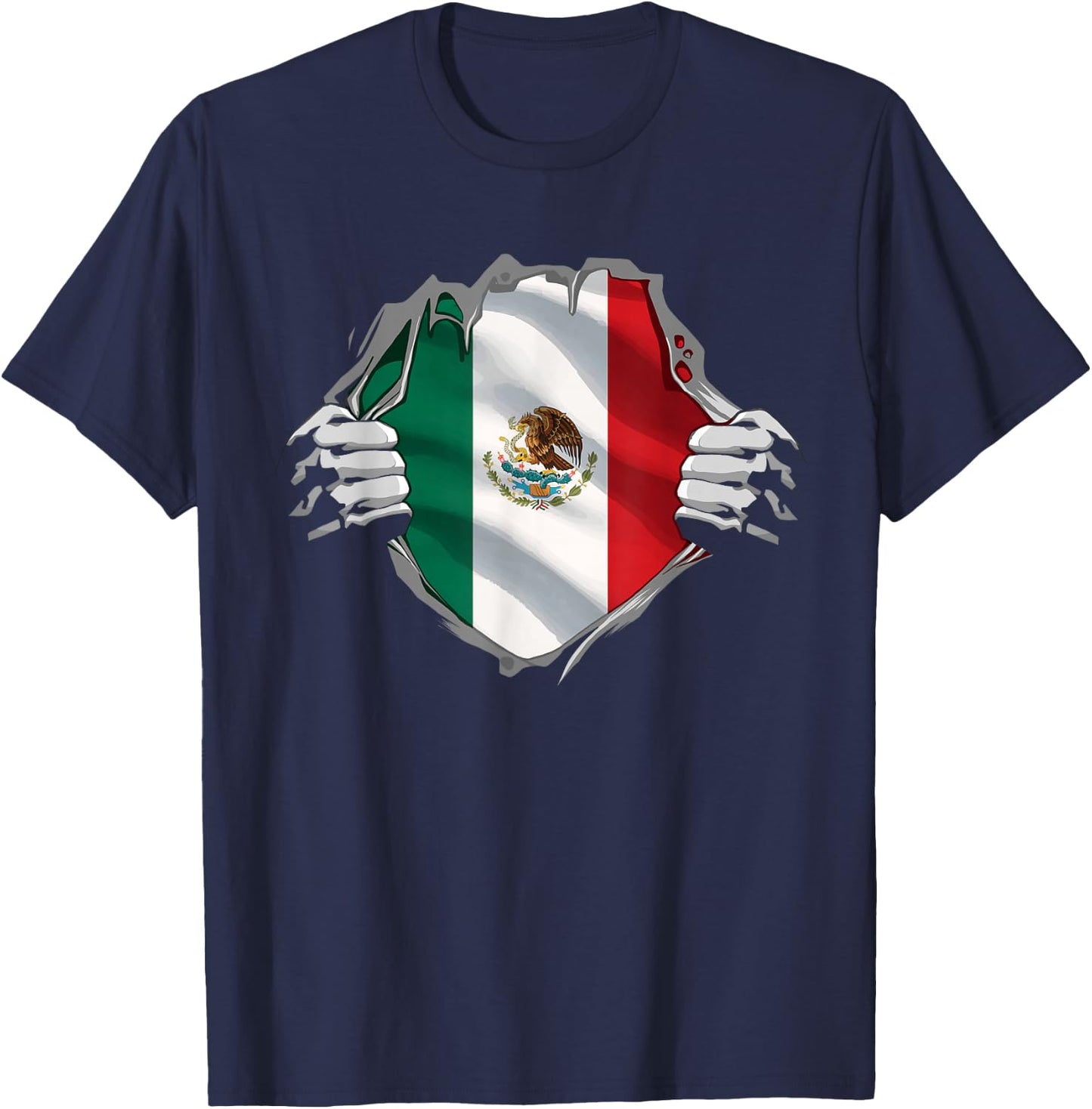 Mexico Shirt Mexican Flag Shirt Hispanic Pride Independence T-Shirt - T-Shirt | Navy