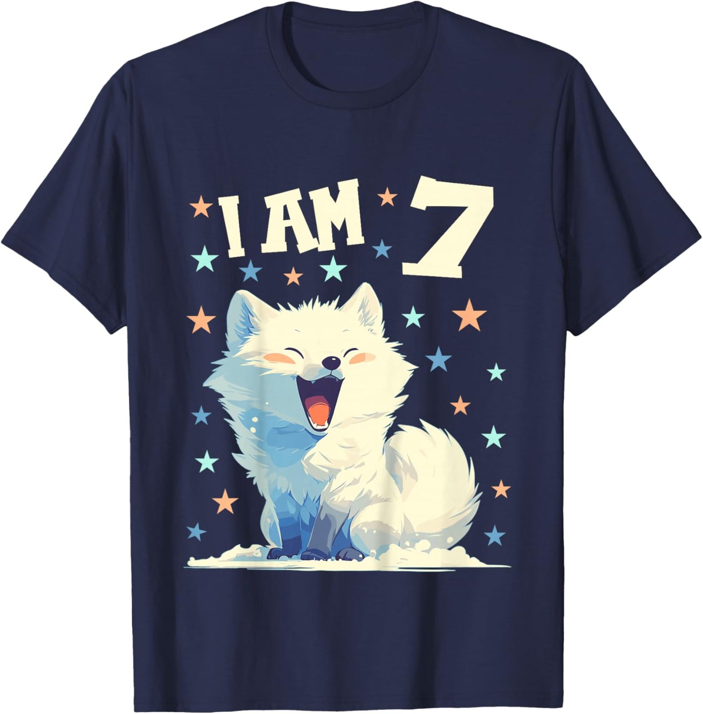 7 Years old 7 birthday Arctic Foxes Boy Girl Arctic Fox T-Shirt - T-Shirt | Navy