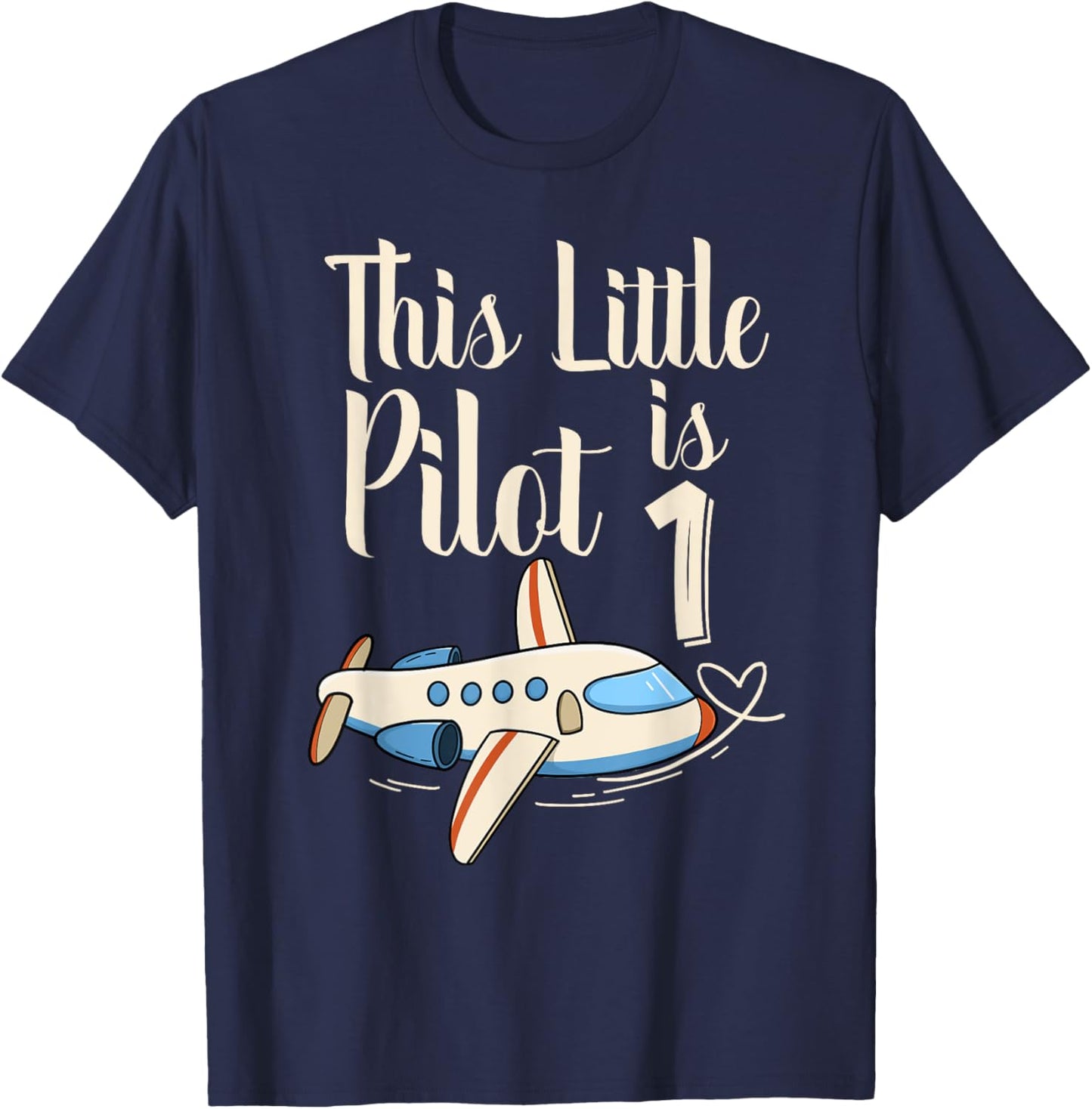 Kids 1 Year Old Boy Girl Airplane Pilot 1st Birthday Party T-Shirt - T-Shirt | Navy