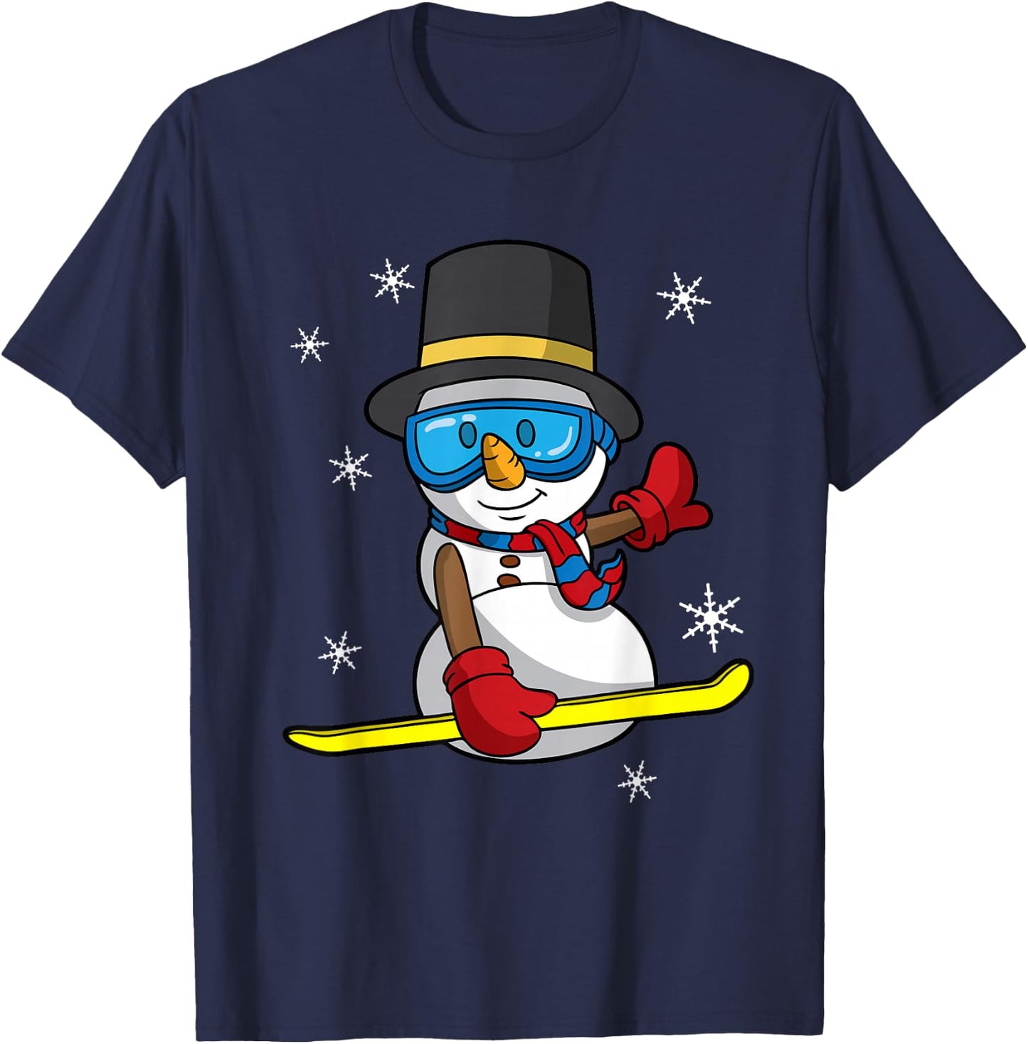 Christmas Snowboarding Snowman Snowboarder Snowboard T-Shirt - T-Shirt | Navy