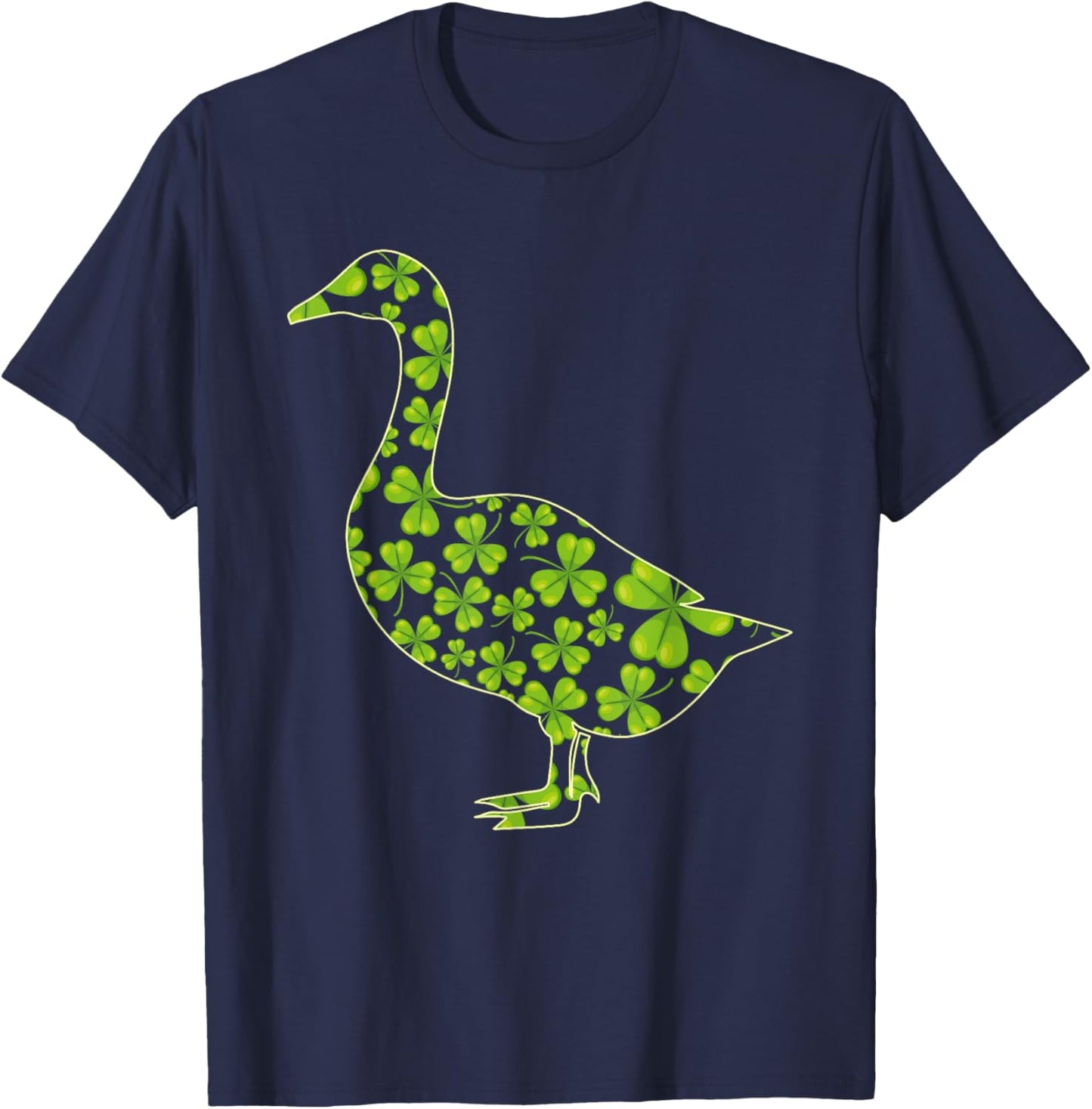 Three Leaf Shamrock Goose Irish St. Patrick's Day Lucky T-Shirt - T-Shirt | Navy