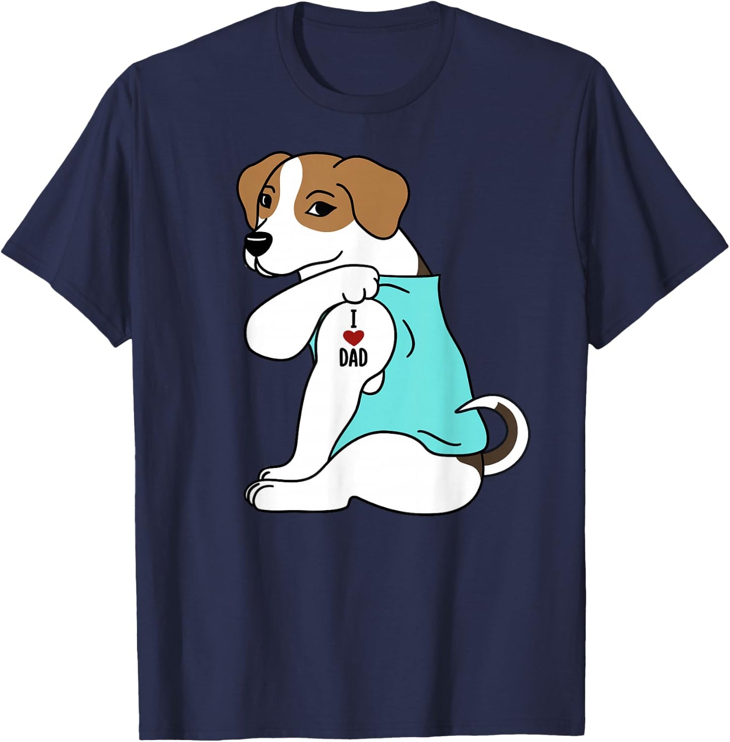 Jack Russell Terrier I Love Dad Funny Dog Men Women T-Shirt - T-Shirt | Navy