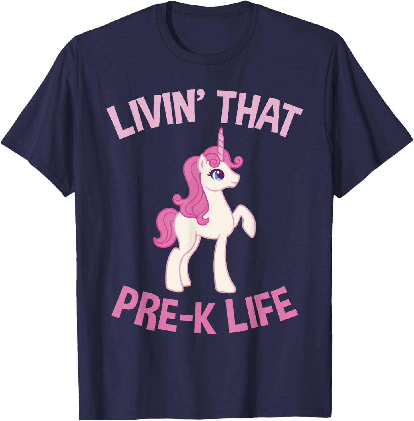 Livin that Pre K Life Unicorn Pre School T-Shirt - T-Shirt | Navy