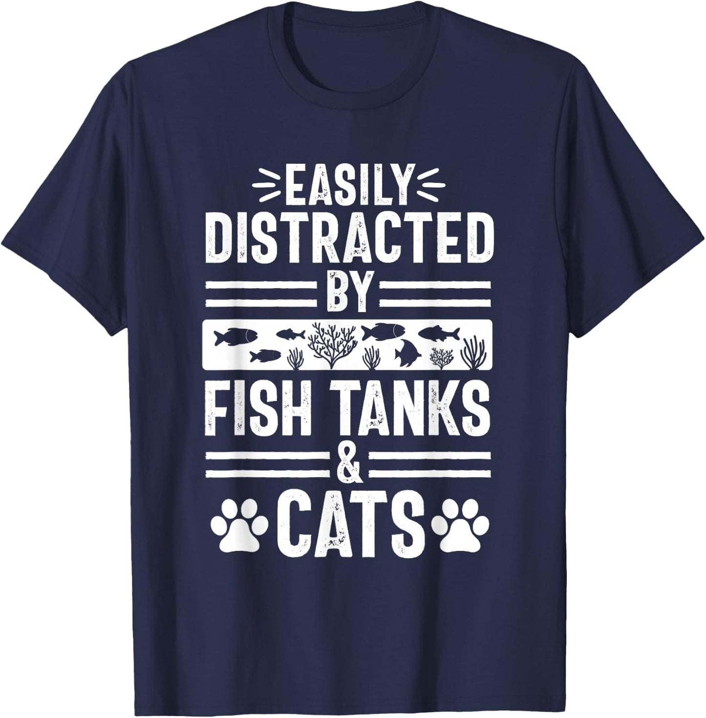 Fish Tank Lover Cat Owner Funny Aquarium Aquarist Men T-Shirt - T-Shirt | Navy