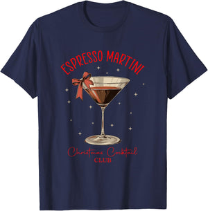 Espresso Martini Christmas Cocktail Club Design T-Shirt - T-Shirt | Navy