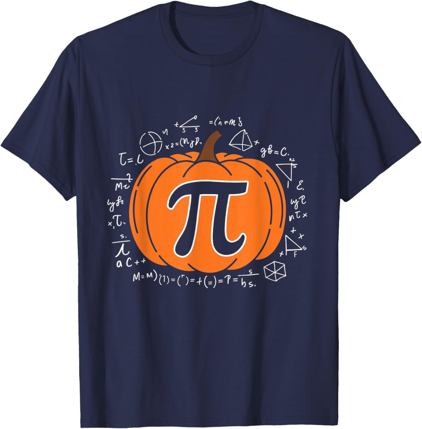 Pumpkin Pi Pie Math Teacher Funny Halloween Thanksgiving T-Shirt - T-Shirt | Navy