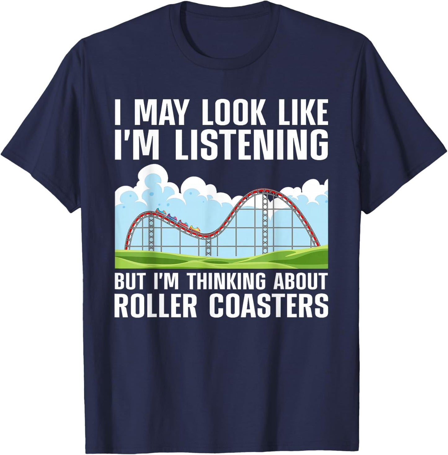 Funny Roller Coaster Art Women Roller Coaster Lover T-Shirt - T-Shirt | Navy