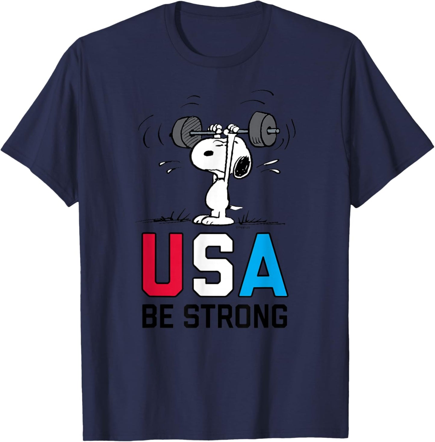 Peanuts - Snoopy USA Weightlifting USA Be Strong T-Shirt - T-Shirt | Navy