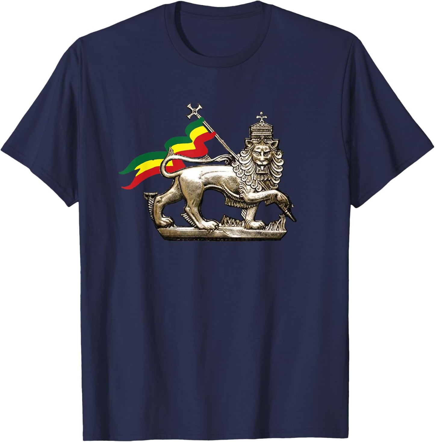 Moa Anbessa Haile Selassie Ze Negede Yehuda T-Shirt - T-Shirt | Navy