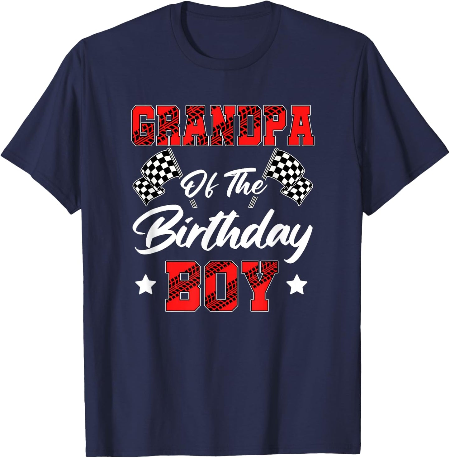 Race Car Grandpa Of The Birthday Boy Racing Family Pit Crew T-Shirt - T-Shirt | Navy