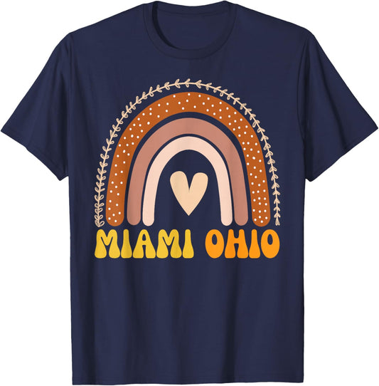 Miami OH Vintage Rainbow Retro Athletic Ohio Sports College T-Shirt - T-Shirt | Navy