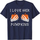 I Love His Broomstick I Love Her Pumpkins Halloween Couples T-Shirt - T-Shirt | Navy