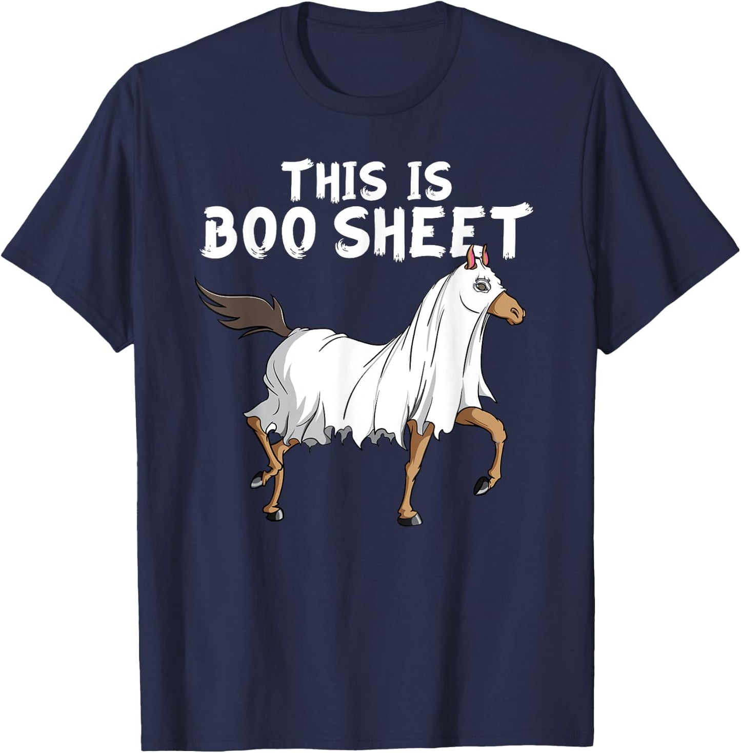 Horse Ghost This Is Boo Sheet Equestrian Horse Halloween T-Shirt - T-Shirt | Navy