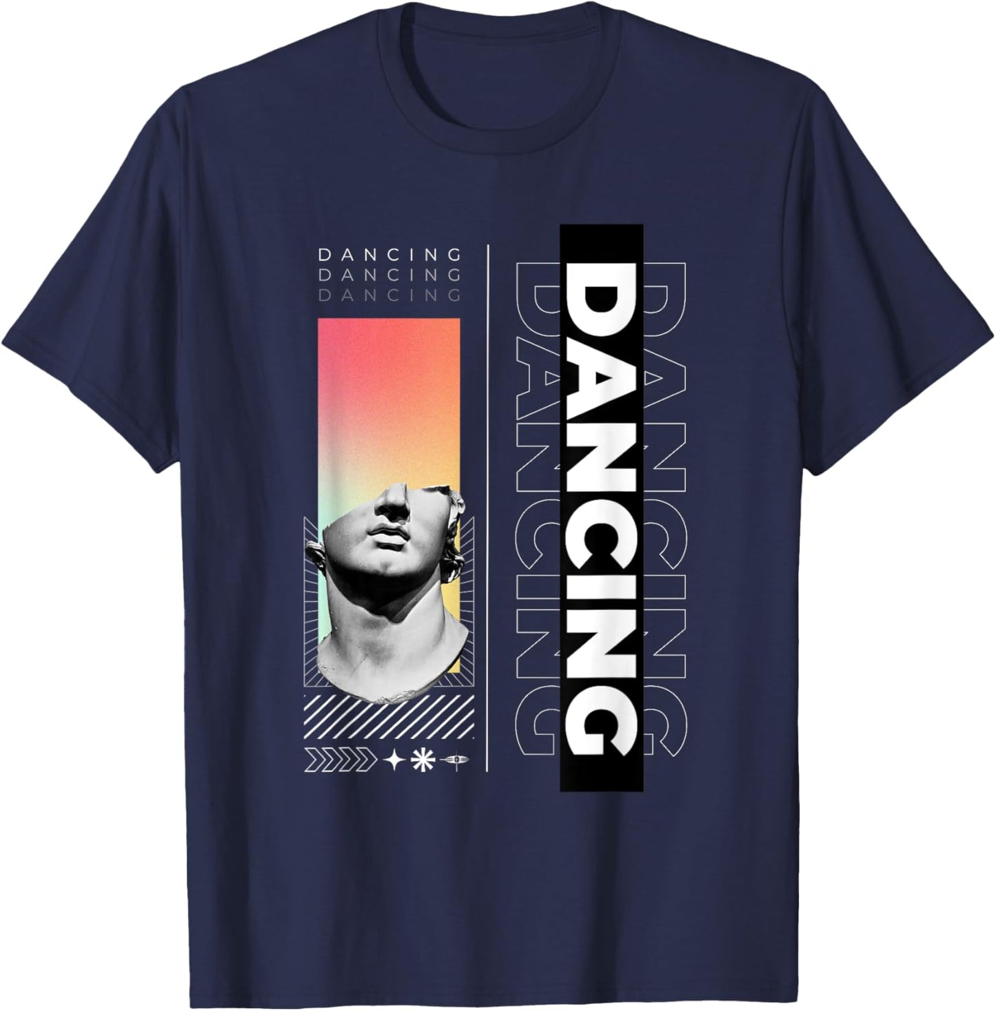 Dancing Greek Statue Ancient Mythology Pose Sculpture T-Shirt - T-Shirt | Navy